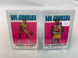 Two 1971-72 Topps Basketball Cards - Wilt Chamberlain card #70 & Jerry West card #50 - EX Condition