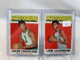 Two 1971-72 Topps Basketball Cards - Lew Alcindor card #100 & Oscar Robertson card #1 - EX Condition