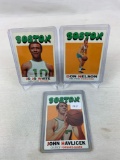Three 1971-72 Topps Basketball Cards - John Havlicek card #35, Don Nelson card #114 & Jo Jo White ca