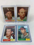 Four 1961 Topps Baseball Cards - Ed Mathews card #120; Billy Martin card #89; Harmon Killebrew card