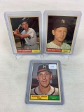 Three 1961 Topps Baseball Cards - Bobby Richardson card #180; Whitey Ford card #160; Warren Spahn ca