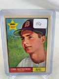 One 1961 Topps Baseball Cards - Carl Yastrzemski card #287 - Off Center EX Condition