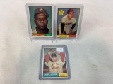 Three 1961 Topps Baseball High Number Cards - RC Steves #526; Gene Leek #527; Larry Jackson #535 - E