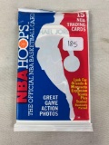 1989 NBA Hoops Basketball Unopened Pack with Michael Jordan card on top