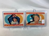 Two 1960 Topps Baseball Cards - Al Kaline #561 & Don Drysdale #570 - VG+ Condition