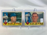 Two 1960 Topps Baseball Cards - Don Drysdale #475 & Duke Snider #493 - EX Condition