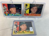Three 1960 Topps Baseball Cards -  Jim Bunning #502; Ted Kluszewski #505 & Ken Hunt #522 - EX Condit