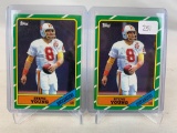 Two 1986 Topps Football Cards - Steve Young Rookie #374 - EX+ Condition