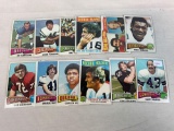 Twelve 1975 Topps Football Cards - Cliff Harris Rookie #490; Ken Stabler #380; George Blanda #351; C