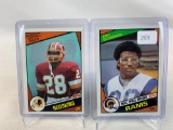 Two 1984 Topps Football Cards - Eric Dickerson Rookie #280 & Darrell Green Rookie #380 - NR-MT Condi
