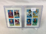 Two 1969 Topps Football Four-In-One Inserts -- Six-sixty card set - Ray Ntschke on one & Bill Munson