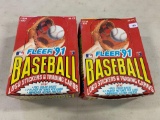 (2) 1991 Fleer baseball wax boxes
