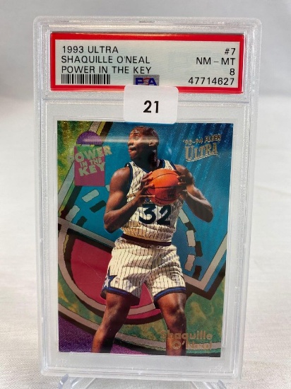 1993 ultra Shaquille O'Neal Power in the Key PSA 8
