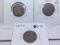 1863,74,79, INDIAN HEAD CENTS (3-COINS)