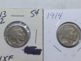 1913 TYPE-2 XF, 1914 F, BUFFALO NICKELS