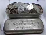 1918 METAL BOX FULL OF BICENTENNIAL QUARTERS AND HALVES