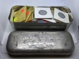 1918 METAL BOX OF MISC. U.S. COINS