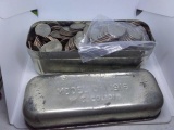 1918 METAL BOX WITH MISC U.S COINS