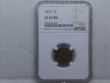 1877 INDIAN HEAD CENT NGC XF45 BN (KEY DATE)