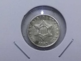 1853 3-CENT SILVER AU-TONING