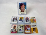 Nine factory signed baseball cards: Bouton, Richardson, B. Robinson, Will Clark