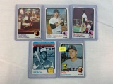 1973 Topps baseball group of 5 w/Aaron, Fisk, Yaz, Munson, McCovey