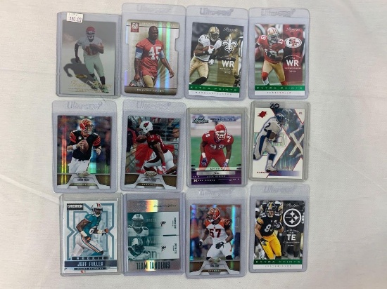 Lot of 12 Serial #'D football cards #'d out of 25 or less including a true 1of1 card