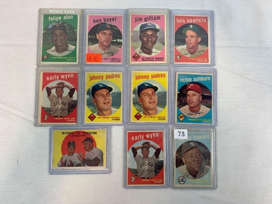 Lot of 11 1959 Topps star cards including Felipe Alou RC