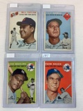 (4) 1954 Topps BB w/ H. Bauer-Woodling-Herman & Taylor
