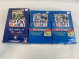 (2) 1991 & (1) 1992 factory sealed pro set football wax boxes