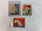 1949 Leaf baseball cards Blackwell, Lindell, McCall