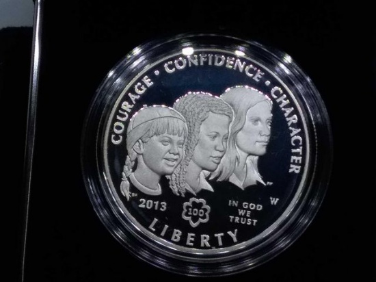 2013 GIRL SCOUTS OF AMERICA SILVER DOLLAR IN HOLDER PF