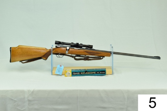 Springfield    Mod 84-C    Cal .22 LR    W/Swift 4x Scope    "Stock was refinished"    Condition: 50