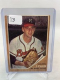 1962 Topps Warren Spahn #100 VG/EX Centering Holds it Back