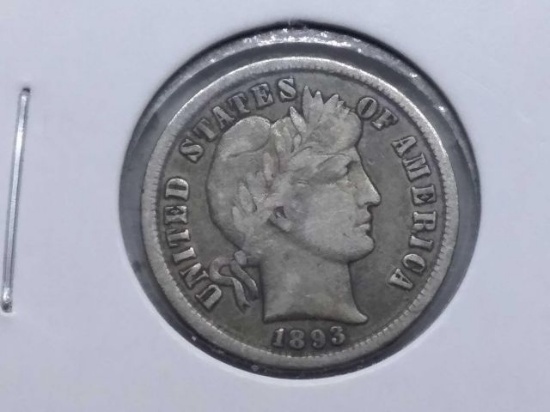 1893 BARBER DIME F+