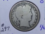 1898O BARBER HALF