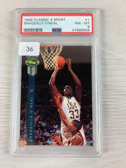 1992 Classic 4 Sport Shaquille O'Neal PSA 8