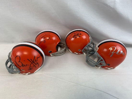 Signed Browns mini helmets lot of 4 with Bernie Kosar