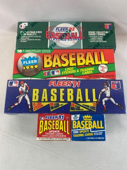 Fleer factory baseball sets 90, 91, and 92 plus the 90 and 91 update sets