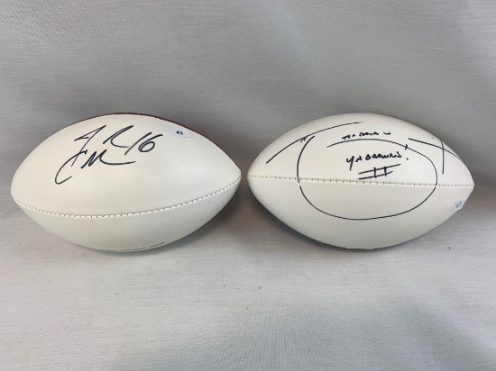 Hanford Dixon and Josh Cribbs signed white panel footballs