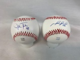 Mike Napoli & Josh Tomlin signed baseballs on the sweet spots