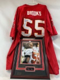 Derrick Brooks Tampa Bay Bucks signed matted & framed (JSA), & jersey