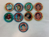 1971 Topps Coin Star lot of 9 w/ Reggie, Aaron, Munson, F. Robinson plus