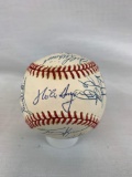 Cleveland Indians Team ball w/ 28 signatures: 1995 era, Lofton & Thome, Belle