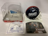 Lawrence Taylor signed Giants mini helmet, cert and picture from signing