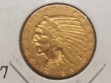 1913S $5. INDIAN HEAD GOLD PIECE AU