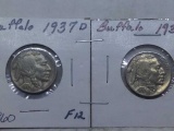 1937,37D, BUFFALO NICKELS (2-COINS)