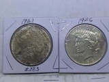 1921,26, U.S. SILVER DOLLARS 2-COINS