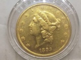 1893S $20. LIBERTY HEAD GOLD PIECE XF+