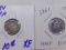 1854W/ARROWS & 1861 SEATED HALF DIMES BOTH XF